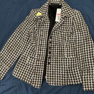 Ellen Tracy Black and White Tweed Blazer